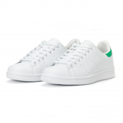 Ανδρικά λευκά sneakers με πράσινη λεπτομέρια στον αστράγαλο it160318-5 3