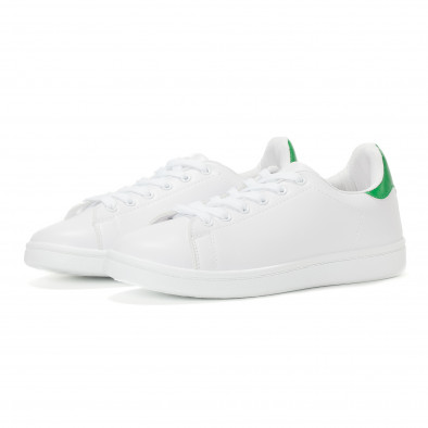 Γυναικεία λευκά sneakers με πράσινη λεπτομέρεια στη φτέρνα it230418-5 3