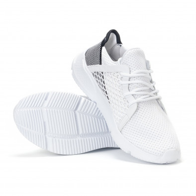 Ανδρικά λευκά αθλητικά παπούτσια με δίχτυ it160318-21 4