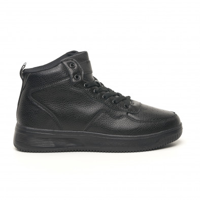 Ανδρικά ψηλά μαύρα sneakers με Shagreen design it251019-16 2