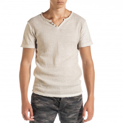 Ανδρική μπεζ κοντομάνικη μπλούζα Duca Homme it010720-28 2