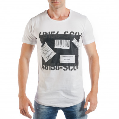 Ανδρική λευκή κοντομάνικη μπλούζα με σχέδια tsf250518-62 2