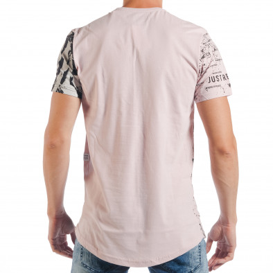 Ανδρική μακριά κοντομάνικη μπλούζα σε μαύρο και ροζ tsf250518-70 4