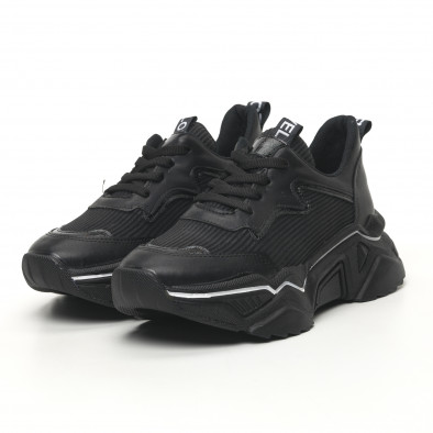 Γυναικεία μαύρα sneakers Seribo tr180320-19 2