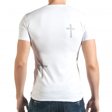 Ανδρική λευκή κοντομάνικη μπλούζα Berto Lucci il140416-10 3