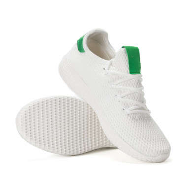 Ανδρικά λευκά αθλητικά παπούτσια με πράσινες λεπτομέρειες it020618-4 4