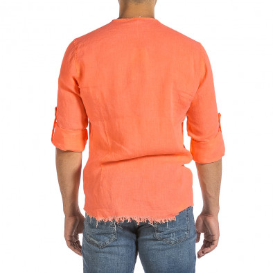 Ανδρικό πορτοκαλί λινό πουκάμισο Duca Fashion it240621-34 3