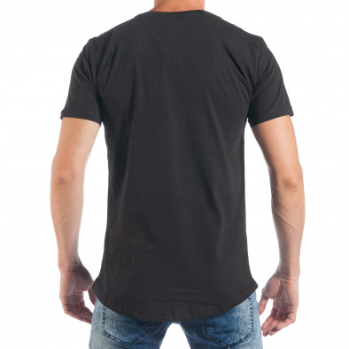 Ανδρική μαύρη κοντομάνικη μπλούζα με σχέδια tsf250518-61 4