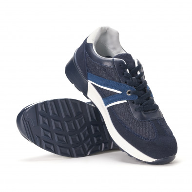 Ανδρικά μπλε sneakers από συνδυασμό υφασμάτων it020618-20 4