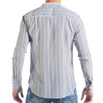 Ανδρικό λευκό πουκάμισο με μπλε ριγέ it050618-16 3