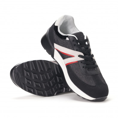 Ανδρικά μαύρα sneakers από συνδυασμό υφασμάτων it020618-19 4