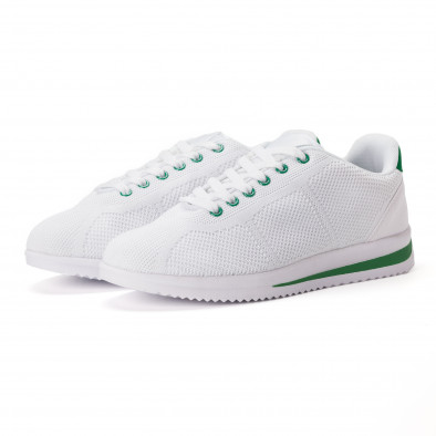 Ανδρικά λευκά αθλητικά παπούτσια με πράσινες λεπτομέρειες it020618-12 3