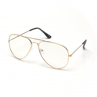 Ανδρικά διαφανές γυαλιά ηλίου πιλότου με χρυσαφί σκελετό it250418-7 2
