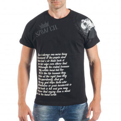 Ανδρική μαύρη κοντομάνικη μπλούζα σε χιπ χοπ στυλ tsf250518-19 3