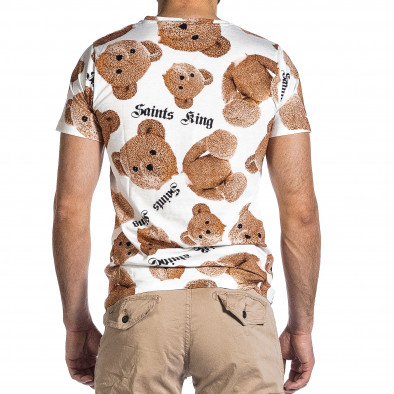Ανδρική λευκή κοντομάνικη μπλούζα Teddy Bear it200421-1 4