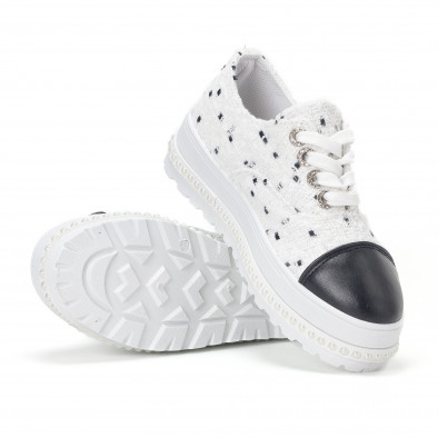 Γυναικεία λευκά sneakers με πλατφόρμα και πέρλες it160318-50 4