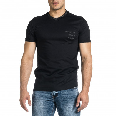 Ανδρική μαύρη κοντομάνικη μπλούζα Breezy tr150521-7 3