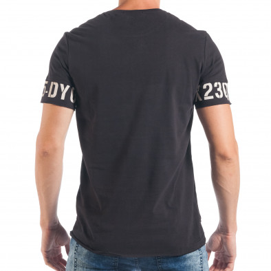 Ανδρική μαύρη κοντομάνικη μπλούζα Slim fit με ψηφία tsf250518-65 3