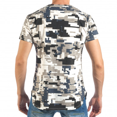 Ανδρική πολύχρωμη κοντομάνικη μπλούζα σε μπεζ χρώμα it260318-191 3