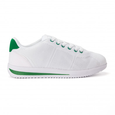 Ανδρικά λευκά αθλητικά παπούτσια με πράσινες λεπτομέρειες it020618-12 2