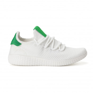 Ανδρικά λευκά αθλητικά παπούτσια με πράσινες λεπτομέρειες it020618-4 2