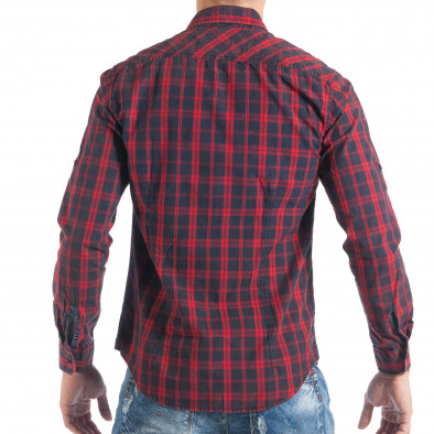 Ανδρικό καρέ πουκάμισο σε δύο χρώματα με ντενίμ λεπτομέρειες it050618-1 4