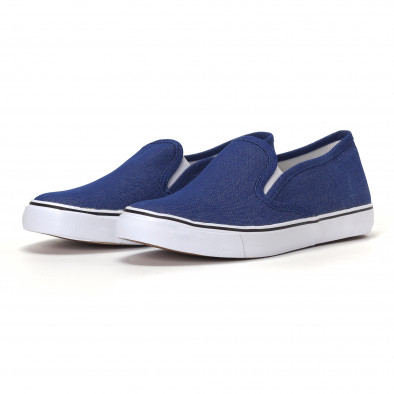 Ανδρικά μπλε sneakers slip-on με τζιν εφέ it240418-10 3