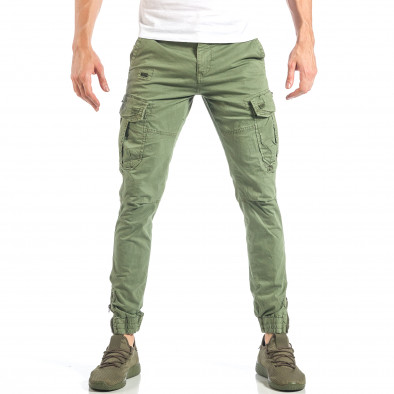 Ανδρικό πράσινο παντελόνι cargo με μπαλώματα it040518-22 2