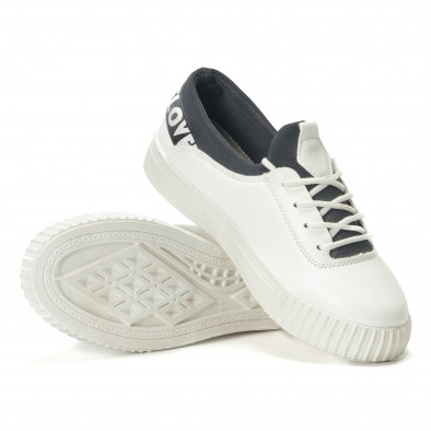 Γυναικεία λευκά sneakers από οικολογικό δέρμα με επιγραφές στο πίσω μέρος it240118-51 5