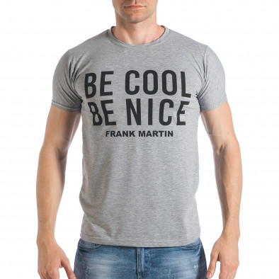 Ανδρική γκρι κοντομάνικη μπλούζα Frank Martin tsf290318-13 2