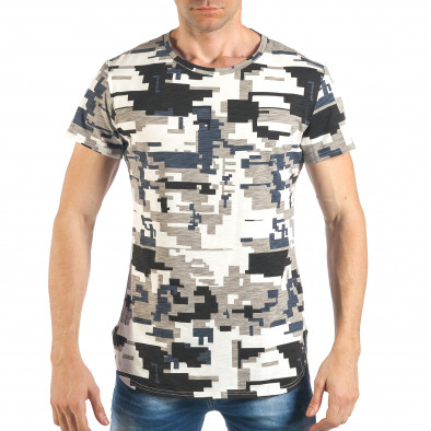 Ανδρική πολύχρωμη κοντομάνικη μπλούζα σε μπεζ χρώμα it260318-191 2