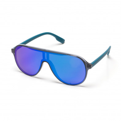 Ανδρικά γαλάζια γυαλιά ηλίου τύπου μάσκα με φακούς καθρέφτη it250418-3 2