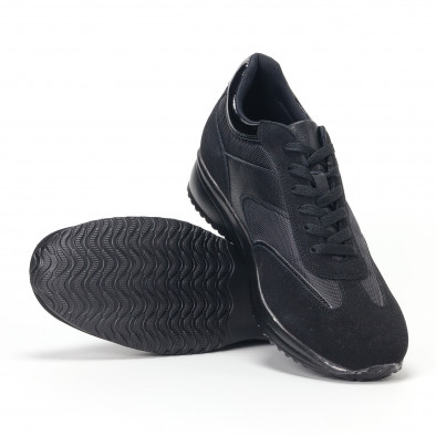 Ανδρικά μαύρα αθλητικά παπούτσια με ψηλή σόλα it160318-38 4