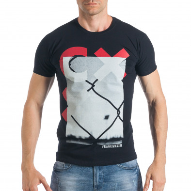 Ανδρική μαύρη κοντομάνικη μπλούζα Frank Martin tsf290318-5 2