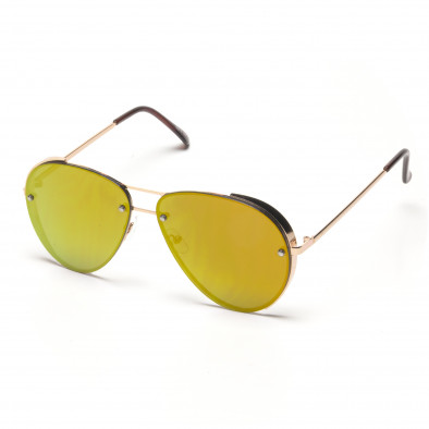 Ανδρικά καφέ γυαλιά ηλίου πιλότου με χρυσαφένιους φακούς καθρέφτη it250418-28 2