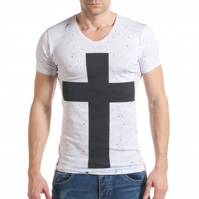 Ανδρική λευκή κοντομάνικη μπλούζα Berto Lucci tsf060217-95 2
