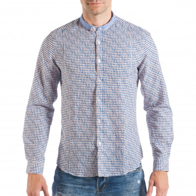 Ανδρικό γαλάζιο πουκάμισο με πριντ από καλοκαιρινό ύφασμα it050618-14 3