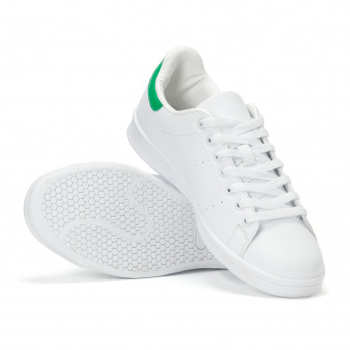Ανδρικά λευκά sneakers με πράσινη λεπτομέρια στον αστράγαλο it160318-5 4