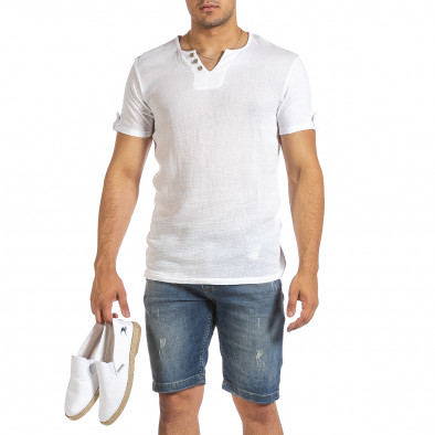 Ανδρική λευκή κοντομάνικη μπλούζα Made in Italy it240621-1 2