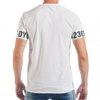 Ανδρική λευκή κοντομάνικη μπλούζα Slim fit με ψηφία tsf250518-66 3