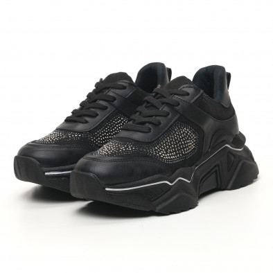 Γυναικεία μαύρα sneakers Seribo tr180320-17 2