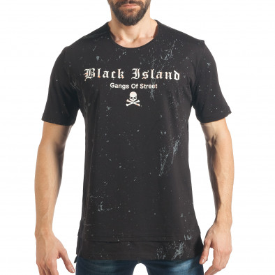 Ανδρική μαύρη κοντομάνικη μπλούζα Black Island tsf020218-25 2