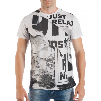 Ανδρική λευκή κοντομάνικη μπλούζα με επιγραφή Just Relax tsf250518-24 2
