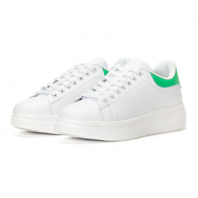 Γυναικεία λευκά sneakers με πράσινη λεπτομέρεια it230418-45 3