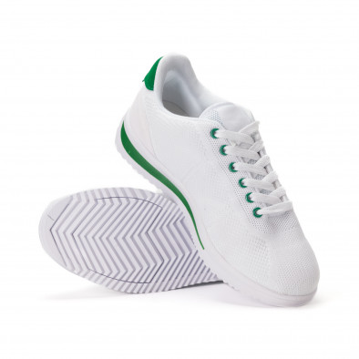 Ανδρικά λευκά αθλητικά παπούτσια με πράσινες λεπτομέρειες it020618-12 4