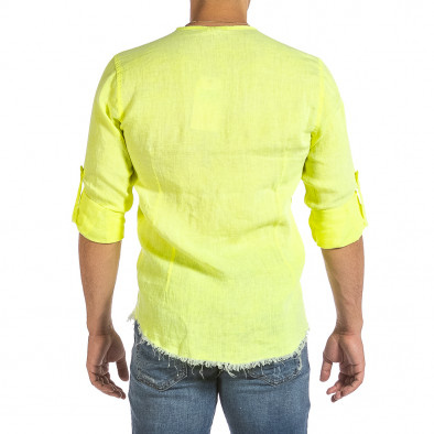 Ανδρικό κίτρινο λινό πουκάμισο Duca Fashion it240621-33 3