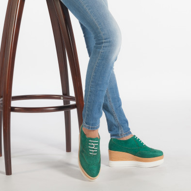 Γυναικεία πράσινα παπουτσια με πλατφορμα VeraBlum it240118-58 3
