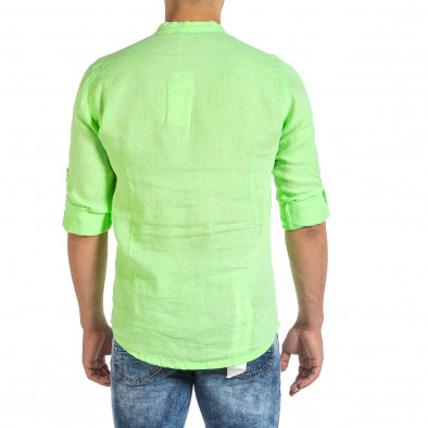 Ανδρικό πράσινο λινό πουκάμισο Duca Fashion it240621-31 3