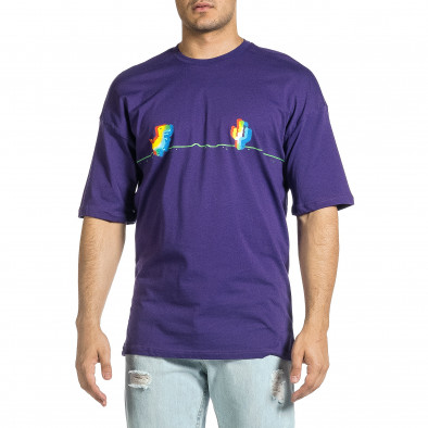 Ανδρική μωβ κοντομάνικη μπλούζα Oversize tr150521-2 3