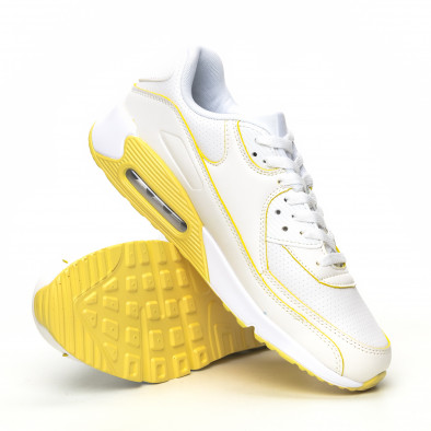 Γυναικεία λευκά-κίτρινα αθλητικά παπούτσια με αερόσολα it051219-13 4